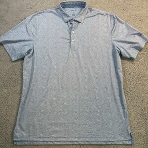 Johnnie-O Mens XL Blue Floral Performance Polo Shirt Duplin Country Club Stretch